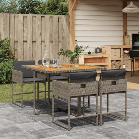 Set comedor de jardín 5 piezas con cojines ratán sintético gris de , Conjuntos de jardín - Ref: Foro24-3278029, Precio: 283,24 €