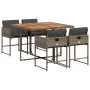 5-piece garden dining set with gray synthetic rattan cushions by , Garden sets - Ref: Foro24-3278029, Price: 369,23 €, Discou...