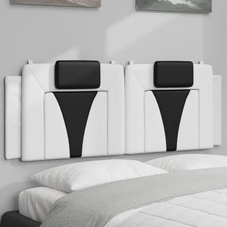 Padded headboard in white and black synthetic leather, 140 cm. by , Headboards and footboards - Ref: Foro24-374796, Price: 60...