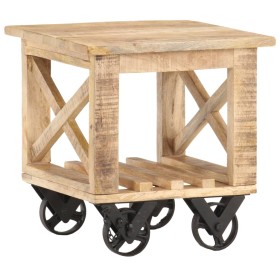 Mesa auxiliar con ruedas madera de mango rugosa 40x40x42 cm de vidaXL, Mesas auxiliares - Ref: Foro24-320936, Precio: 105,03 ...