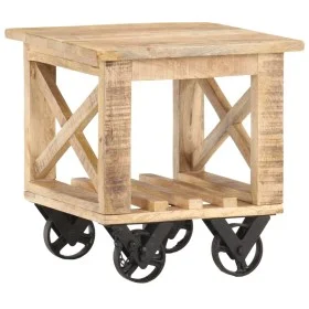 Side table with rough mango wood and wheels, 40x40x42 cm. by vidaXL, Side tables - Ref: Foro24-320936, Price: 102,64 €, Disco...