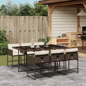7-piece garden dining set with brown synthetic rattan cushions by , Garden sets - Ref: Foro24-3278036, Price: 526,70 €, Disco...