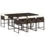 Garten-Essgruppe, 7-teilig, mit braunen Polstern aus synthetischem Rattan. von , Gartensets - Ref: Foro24-3278036, Preis: 403...