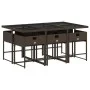 Garten-Essgruppe, 7-teilig, mit braunen Polstern aus synthetischem Rattan. von , Gartensets - Ref: Foro24-3278036, Preis: 526...