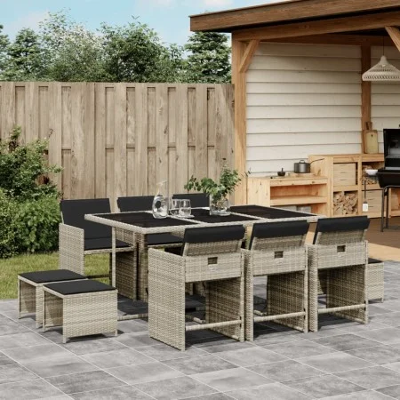 Garten-Essgruppe 11-teilig mit grauen Polstern aus synthetischem Rattan von , Gartensets - Ref: Foro24-3277918, Preis: 604,37...
