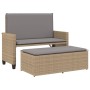 Garden bench with cushions and synthetic beige rattan footrest by , garden benches - Ref: Foro24-368410, Price: 194,33 €, Dis...