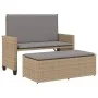 Garden bench with cushions and synthetic beige rattan footrest by , garden benches - Ref: Foro24-368410, Price: 258,30 €, Dis...