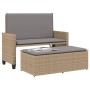 Garden bench with cushions and synthetic beige rattan footrest by , garden benches - Ref: Foro24-368410, Price: 194,33 €, Dis...