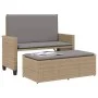 Garden bench with cushions and synthetic beige rattan footrest by , garden benches - Ref: Foro24-368410, Price: 258,30 €, Dis...