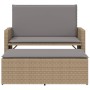 Garden bench with cushions and synthetic beige rattan footrest by , garden benches - Ref: Foro24-368410, Price: 194,33 €, Dis...