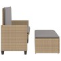 Garden bench with cushions and synthetic beige rattan footrest by , garden benches - Ref: Foro24-368410, Price: 194,33 €, Dis...