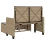 Garden bench with cushions and synthetic beige rattan footrest by , garden benches - Ref: Foro24-368410, Price: 258,30 €, Dis...