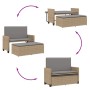 Garden bench with cushions and synthetic beige rattan footrest by , garden benches - Ref: Foro24-368410, Price: 194,33 €, Dis...