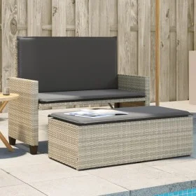 Garden bench with gray synthetic rattan cushions and footrest by , garden benches - Ref: Foro24-368412, Price: 258,30 €, Disc...