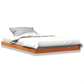 Solid pine wood bed frame in brown wax finish 120x200 cm by , Beds and slatted bases - Ref: Foro24-847151, Price: 94,20 €, Di...