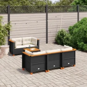 6-piece garden sofa set with black synthetic rattan cushions by , Garden sets - Ref: Foro24-3261731, Price: 477,28 €, Discoun...