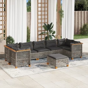 Set of garden sofas and cushions 8 pieces synthetic rattan gray by , Garden sets - Ref: Foro24-3261765, Price: 695,73 €, Disc...