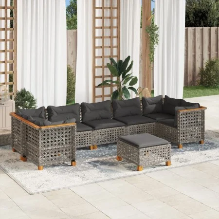 Set of garden sofas and cushions 8 pieces synthetic rattan gray by , Garden sets - Ref: Foro24-3261765, Price: 679,57 €, Disc...