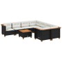 Set de sofás de jardín 8 piezas y cojines ratán sintético negro