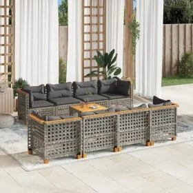 Garden furniture set 9 pieces and gray synthetic rattan cushions by , Garden sets - Ref: Foro24-3261771, Price: 750,71 €, Dis...
