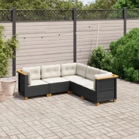 Gartenmöbel-Set, 5-teilig, mit schwarzen Polstern aus synthetischem Rattan von , Gartensets - Ref: Foro24-3261821, Preis: 413...