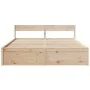 Solid pine wood bed frame with drawers 200x200 cm by , Beds and slatted bases - Ref: Foro24-3282336, Price: 343,08 €, Discoun...