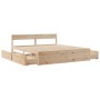 Solid pine wood bed frame with drawers 200x200 cm by , Beds and slatted bases - Ref: Foro24-3282336, Price: 349,30 €, Discoun...