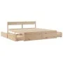 Solid pine wood bed frame with drawers 200x200 cm by , Beds and slatted bases - Ref: Foro24-3282336, Price: 343,08 €, Discoun...