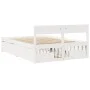 Bed frame with white pine wood cushions 140x190 cm by , Beds and slatted bases - Ref: Foro24-3282355, Price: 312,25 €, Discou...