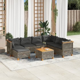 Gartensofa-Set und Kissen, 8-teilig, aus grauem Kunst-Rattan. von , Gartensets - Ref: Foro24-3261945, Preis: 641,81 €, Rabatt: %