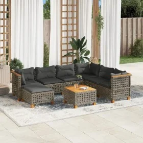 Set of garden sofas and cushions 8 pieces synthetic rattan gray by , Garden sets - Ref: Foro24-3261945, Price: 640,92 €, Disc...