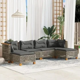 Gartenmöbel-Set 6-teilig mit grauen Polstern aus synthetischem Rattan von , Gartensets - Ref: Foro24-3261951, Preis: 478,02 €...