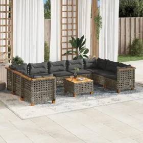 Gartensofa-Set, 10-teilig, mit grauen Polstern aus synthetischem Rattan von , Gartensets - Ref: Foro24-3261987, Preis: 830,73...