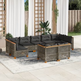 Garden furniture set 9 pieces and gray synthetic rattan cushions by , Garden sets - Ref: Foro24-3261993, Price: 760,63 €, Dis...