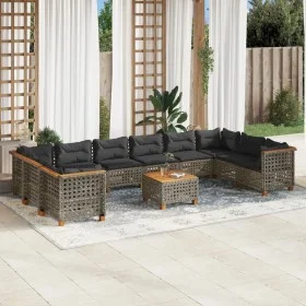 Garden sofa set 11 pieces and gray synthetic rattan cushions by , Garden sets - Ref: Foro24-3262029, Price: 933,14 €, Discoun...