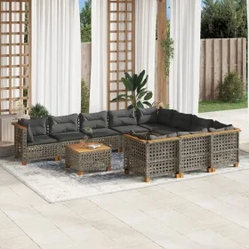 Garden sofa set 11 pieces and gray synthetic rattan cushions by , Garden sets - Ref: Foro24-3262041, Price: 933,14 €, Discoun...