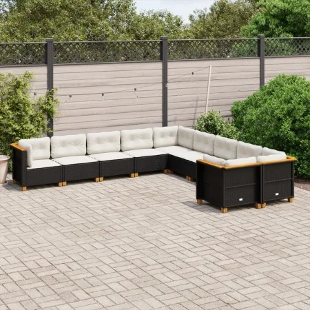 Set de sofás de jardín 10 pzas cojines ratán sintético negro de , Conjuntos de jardín - Ref: Foro24-3262043, Precio: 696,80 €...