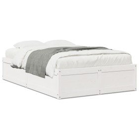 Solid white pine wood bed frame 120x190 cm by , Beds and slatted bases - Ref: Foro24-3282388, Price: 198,04 €, Discount: %