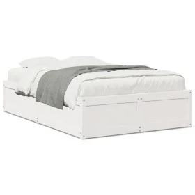 Solid white pine wood bed frame 120x190 cm by , Beds and slatted bases - Ref: Foro24-3282388, Price: 195,58 €, Discount: %