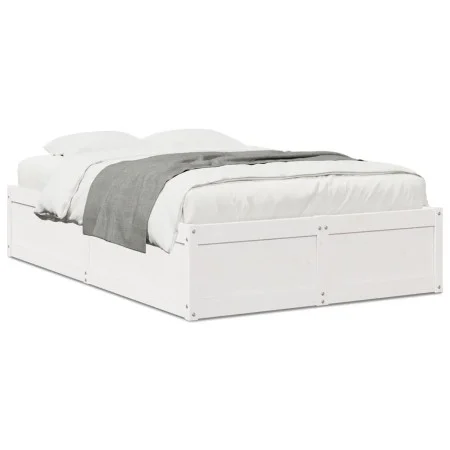 Solid white pine wood bed frame 120x190 cm by , Beds and slatted bases - Ref: Foro24-3282388, Price: 195,54 €, Discount: %