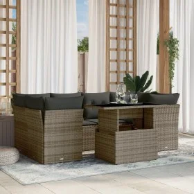 7-piece garden sofa set with gray synthetic rattan cushions by , Garden sets - Ref: Foro24-3266380, Price: 461,06 €, Discount: %