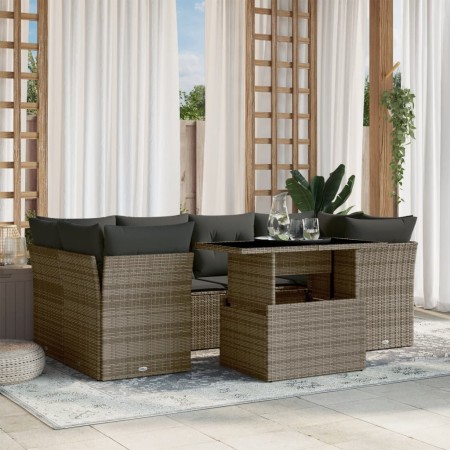 7-piece garden sofa set with gray synthetic rattan cushions by , Garden sets - Ref: Foro24-3266380, Price: 455,87 €, Discount: %