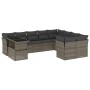 Gartensofa-Set, 10-teilig, mit grauen Polstern aus synthetischem Rattan von , Gartensets - Ref: Foro24-3266850, Preis: 623,20...
