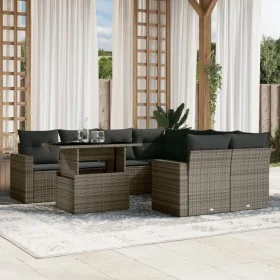 Gartenmöbel-Set 9-teilig mit grauen Polstern aus synthetischem Rattan von , Gartensets - Ref: Foro24-3267170, Preis: 581,73 €...