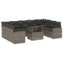 Set de sofás de jardín 10 pzas con cojines ratán sintético gris de , Conjuntos de jardín - Ref: Foro24-3267480, Precio: 629,9...