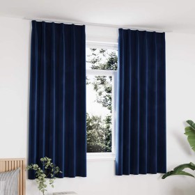 Cortinas opacas ganchos 2 pzas terciopelo azul oscuro 140x175cm