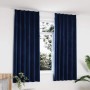 Cortinas opacas ganchos 2 pzas terciopelo azul oscuro 140x175cm