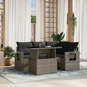 Garden sofa set with 5-piece synthetic rattan gray cushions by , Garden sets - Ref: Foro24-3267880, Price: 362,50 €, Discount: %