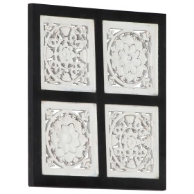 Panel de pared tallado a mano MDF negro y blanco 40x40x1,5 cm