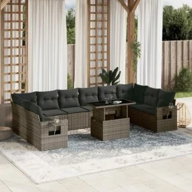 Garden sofa set 11 pieces and gray synthetic rattan cushions by , Garden sets - Ref: Foro24-3268150, Price: 691,43 €, Discoun...